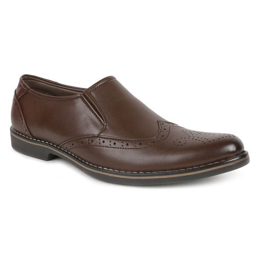 Brown Brogue Formal Slip On Shoes