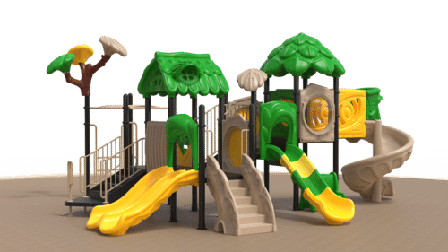 Lldpe.and Galvanized Steel Tube Frame Jungle Slide Outdoor Playground