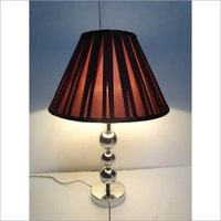 Handmade Round Wooden Table Lamp - Color: Silver