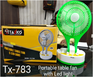 TX-783 PORTABLE FAN WITH LED LIGHT