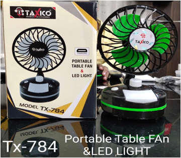 TX-784 PORTABLE TABLE FAN WITH LED LIGHT