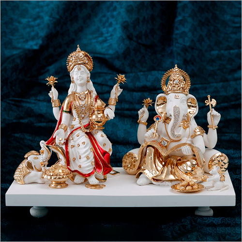 Light Weight Gold Plated Resin Laxmi Ganesh Statue