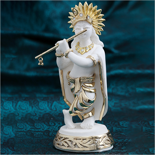 Light Weight Gold Plated Resin Krishna Statue