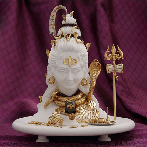 Light Weight Gold Plated Resin Marble Dust Shiva Statue