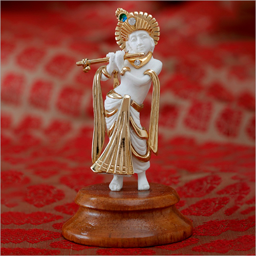 Light Weight Gold Plated Resin Standing Krishna Statue