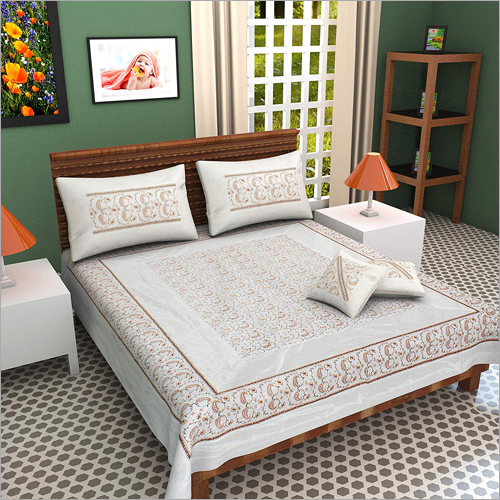 Available In Different Color Pure Silk Kashmiri White Embroidery Double Bed Sheet
