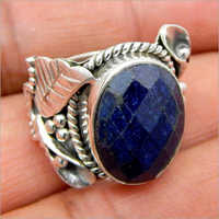 Gemstone Silver Handmade Ring - Customized Size, Unisex Design With Crystal Rhinestone Accents For Anniversary And Party Gifts