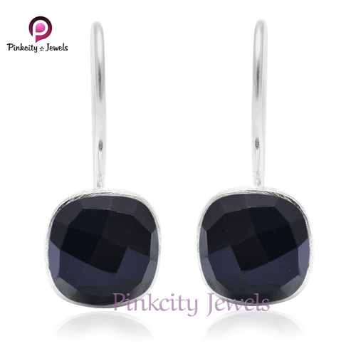 Natural Black Onyx 925 Silver Earring