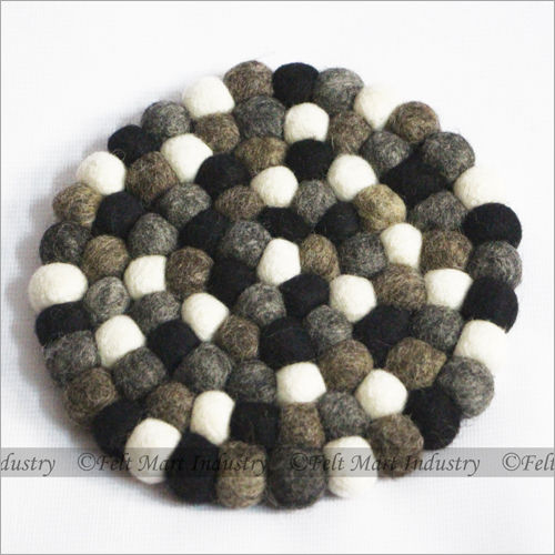 Light Weight Black White And Grey Round Felt Hotpot Pad