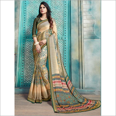 Multicolor Pure Kasturi Crepe Casual Saree