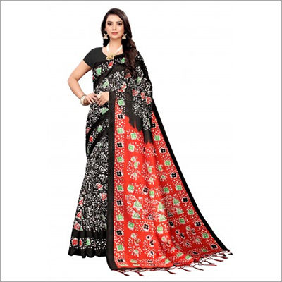 Crepe Silk Ruffle Saree, Blouse Length: 0.90, Blouse Color: Black at Rs  1100/piece in Surat