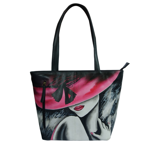 Multi New Leather Hand Painted Tote Shoulder Bag