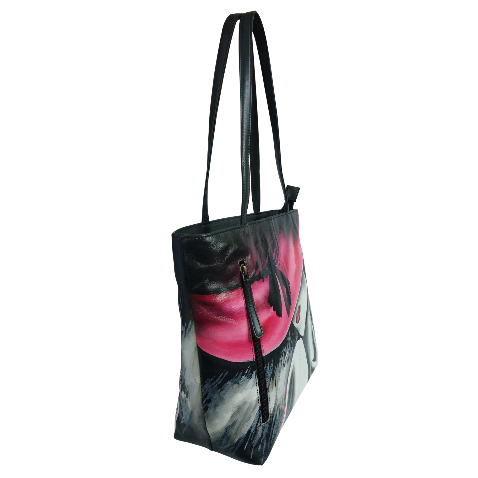 New Leather Hand Painted Tote Shoulder Bag