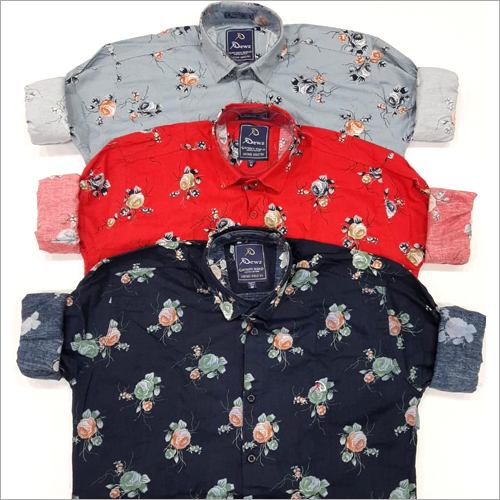 Mens Floral Print Shirt - Cotton, Available in S, M, L, XL | Washable, Printed Design, Suitable for All Seasons