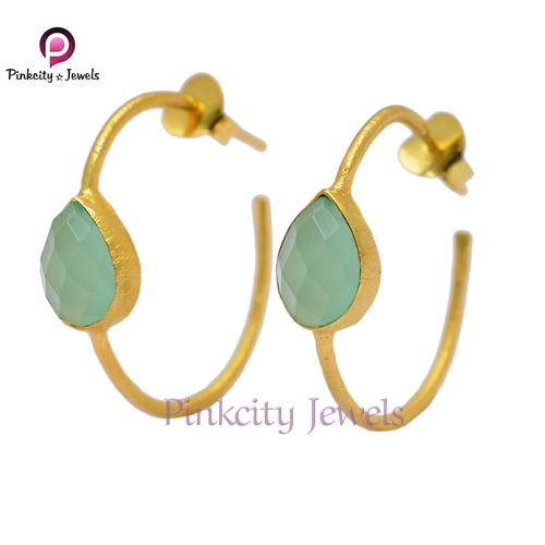 Aqua Chalcedony 925 Silver Earring Gender: Women