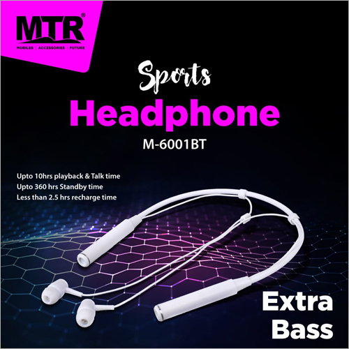 M-6001Bt Sports Headphones Body Material: Rubber & Plastic