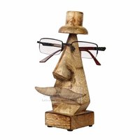 Wooden Eyeglass Holder - Sheesham Wood, Hand Carved Nose Shaped Stand With Moustache & Hat Design, Unique Home Decor Organizer For Spectacles And Sunglasses