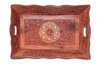 Handcrafted Serving Trays In Sheesham Wood - 13x8.5 Inches | Engraved "love Family Love Friend" , Ideal For Serving Tea, Snacks, And Meals