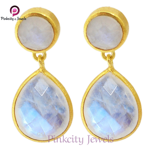 Natural Rainbow Moonstone 925 Silver Earring Gender: Women