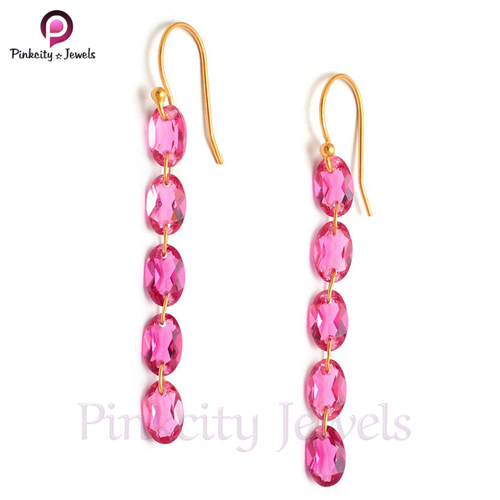 Pink Tourmaline 925 Silver Earring Gender: Unisex