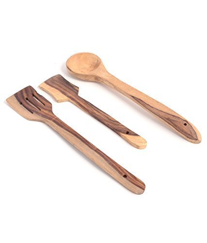 Wooden Ladles (Set of 3) - Wooden, Standard Size, Brown | Elegant Handcrafted Design with Indigenous Carvings for Home Decor and Gifting