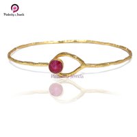 Ruby Round 925 Silver Bangles Diameter: Customized  Centimeter (cm)