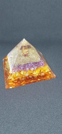 Orgone Blue And Orange Onxy With Flower Of Life Logo Pyramid.