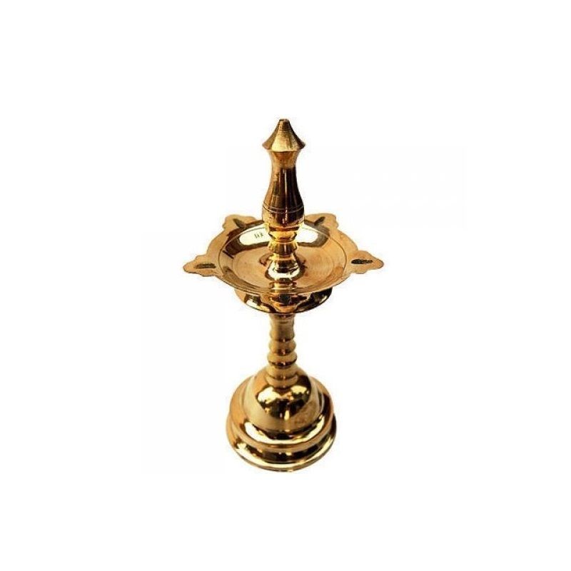 Seven Faced Standalone Brass Oil Lamp with Peacock
