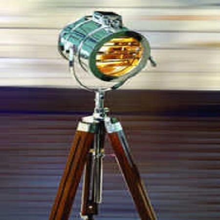 Nautical Chrome Spot Search Light Floor Lamp - Tripod Spot Light