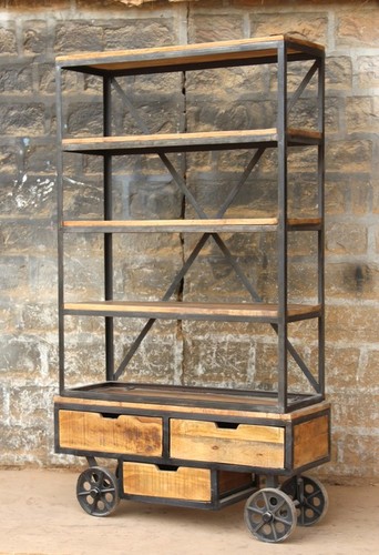 Rustic Bookshelf on wheels