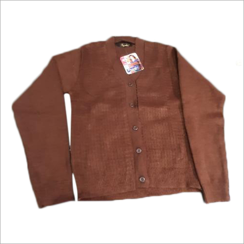 Ladies Brown Woolen Sweater - Wool Fabric, All Sizes Available, Long Sleeves | Washable, No Fade, All Color Options Available