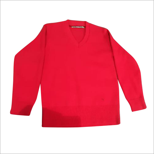 School Uniform Red Sweater Collar Type: V Neck