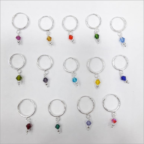 Ladies Fancy Hoop Earrings - Silver | Customizable Size, Elegant Design for Anniversary, Gift, and Party Occasions
