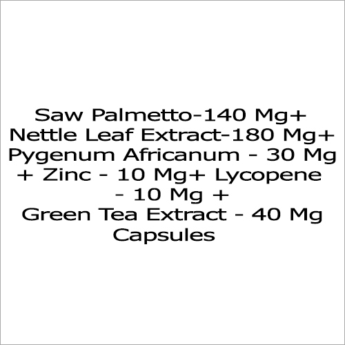 Liquid Saw Palmetto - 140 Mg + Nettle Leaf Extract - 180 Mg + Pygeum Africanum - 30 Mg + Zinc - 10 Mg + Lycopene - 10 Mg + Green Tea Extract - 40 Mg Capsule