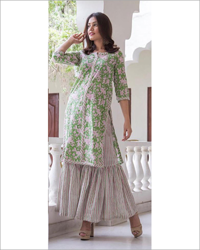 Washable Flex Cotton Print With Sharara Palazzo