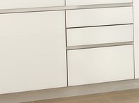 High gloss PETG molded cream grey combined white color painted kitchen cabinet