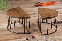 Wooden center table Detachable With Iron rings base