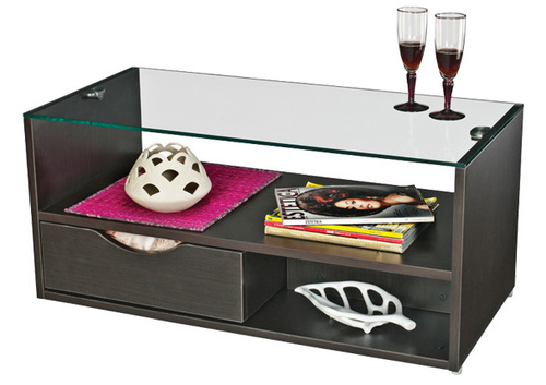 Wooden center coffee table with Rack Archie