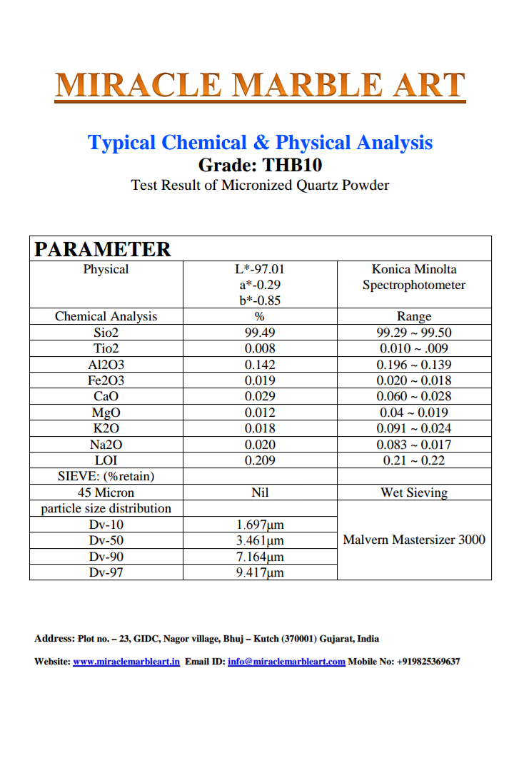 100 Mesh SUPER WHITE SILICA POWDER IN BULK QUANTITY / THB10