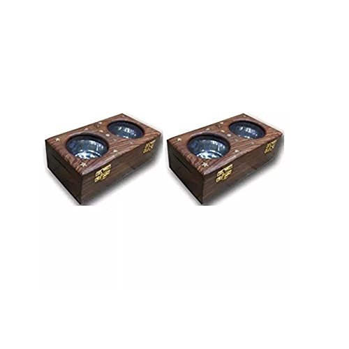 Wooden Dry Fruit/Sweets/Spices Box, Pack of 2 - Wood, 20x10x8 Cm, Brown | Handcrafted Design, Elegant Carvings, Ideal for Gifting