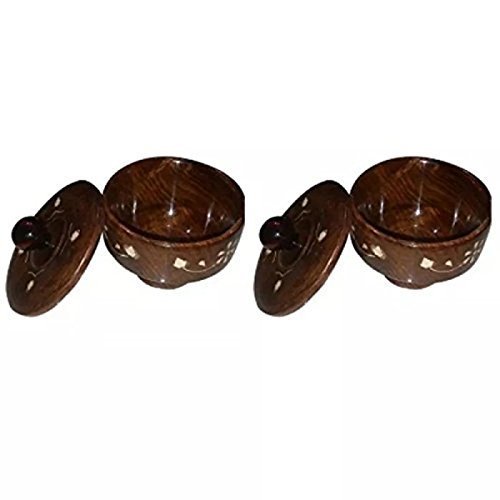 Wooden Bowl + Free Tea Spoon Pack of 2 - Wood Material, 10 Cm Size | Handmade Elegance, Versatile for Daily Use, Ideal Gift for Housewarmings
