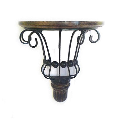 Wooden Carved Decorative Corner Shelf - Handmade Wood & Wrought Iron 27x13x30 cm Size Elegant Wall Hanging for Home Decor Unique Gift Idea for Housewarming & Birthdays