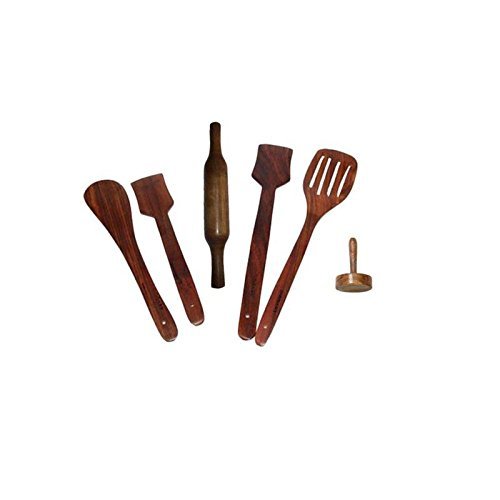 Wooden Kitchen Tool Set - High Durable Quality Wood 33x33 cm | Handmade Elegance with Indigenous Carving Ideal for Gifting & Decor
