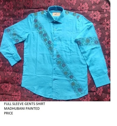 Indian 100% Cotton Hand Painted Mithila Painted Full Shirt