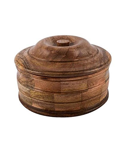 Wooden Chapati Box - 20x20x10 cm | Handcrafted, Intricate Artistry, Unique Gift Item, Elegant Brown Finish