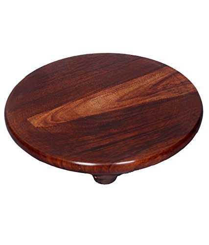 Wood Chakla - Wood, 24x11x4 cm | Handmade by Artisans, Sturdy Yet Light with Elegant Carvings