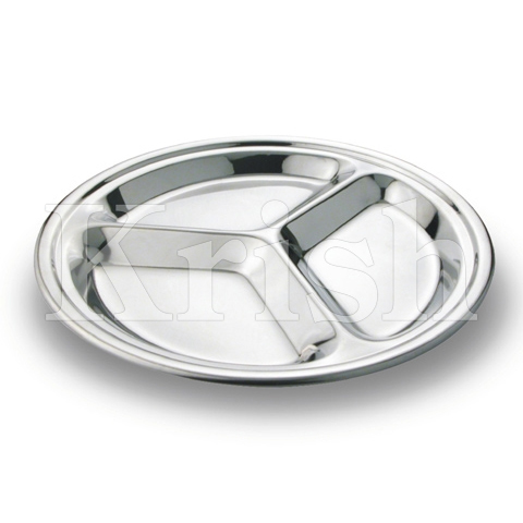 SS Round Compartment Tray By KRISH EXPORTS