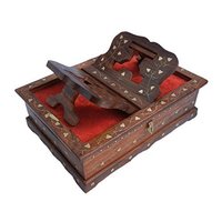 Wooden Hand Carved Holy Books Stand and Box with Brass Work for Quran,Bible,Gita,Ved,Guru Granth Sahib Wooden Hand Carved Holy Books Stand and Box with Brass Work for Quran,Bible,Gita,Ved,Guru Granth Sahib