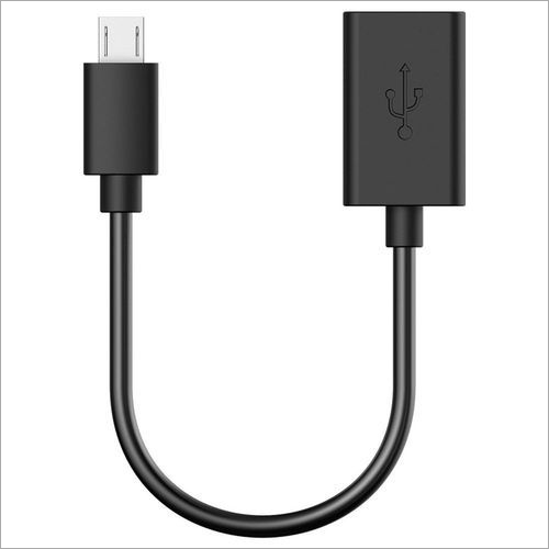 Black OTG Cable - Rubber & Plastic Material , Data Transfer Accessory with Black Design