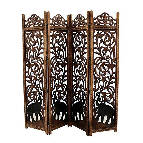 Home Decor Hand-Crafted 4-Panel Room Partition (Brown) Home Decor Hand-Crafted 4-Panel Room Partition (Brown)